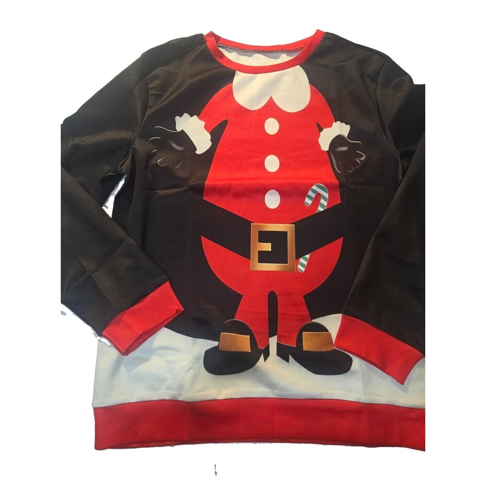 HOLIDAY TIME Elf & Santa Claus Ugly Christmas Sweater  M